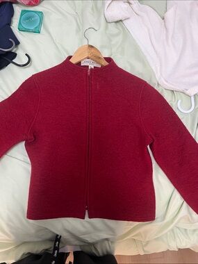 Jones New York Girls Burgundy Zip-Front Jacket